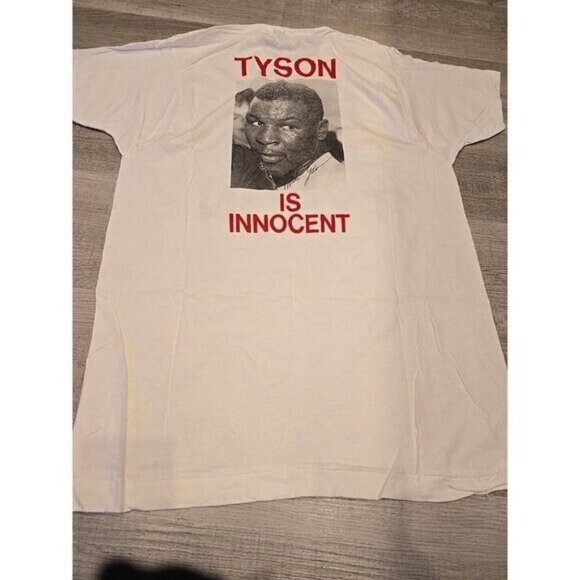 Free Mike Tyson T Shirt XL Is Innocent USA PHOTO DeadStock BOXING Single Stitch - Picture 9 of 15